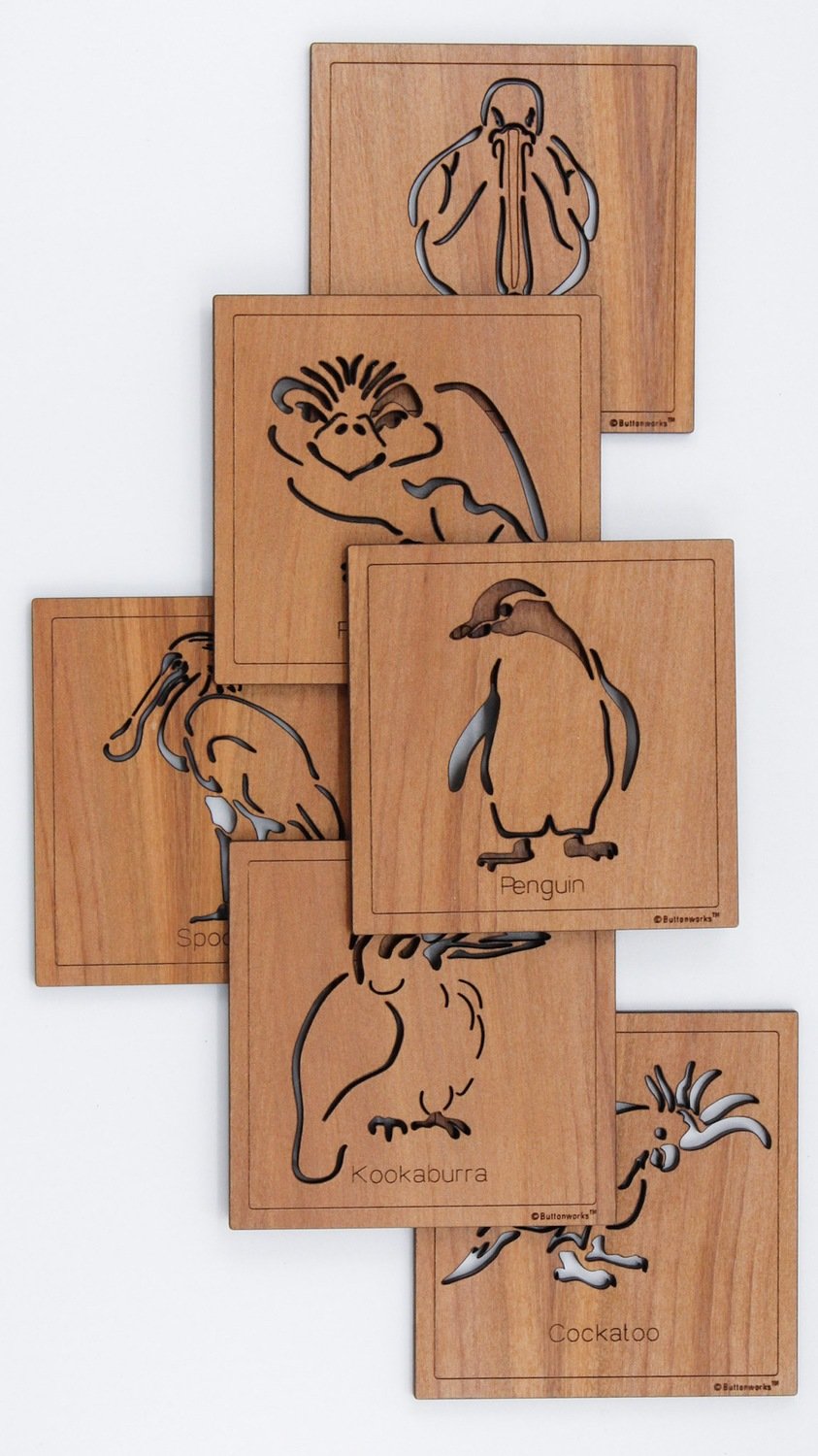Coaster Set Birds Square (Set 6)