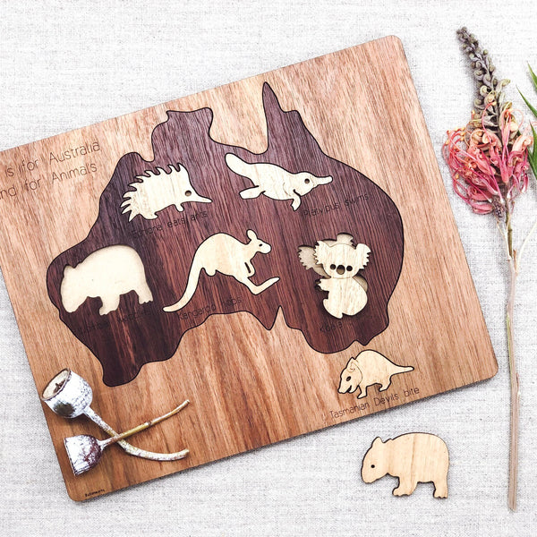 Puzzle Australian Map With Animals
