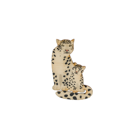 Brooch Snow Leopard With Cub