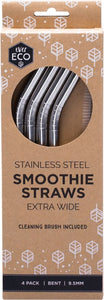Straws Stainless Steel Smoothie - Pk 4
