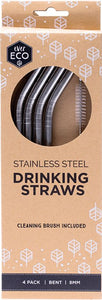 Straws Stainless Steel Long - Pk 4